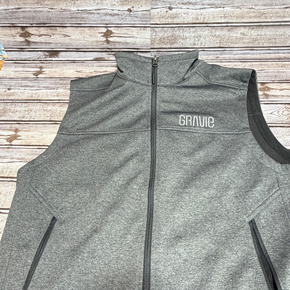 The North Face Mens Large Softshell Full Zip Vest Heathered Gray Gravie Logo L